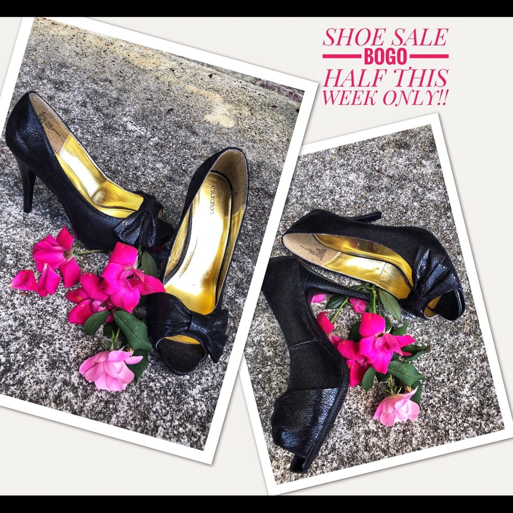 XHILARATION BLACK STILETTO BOW TIE PUMP SIZE 8